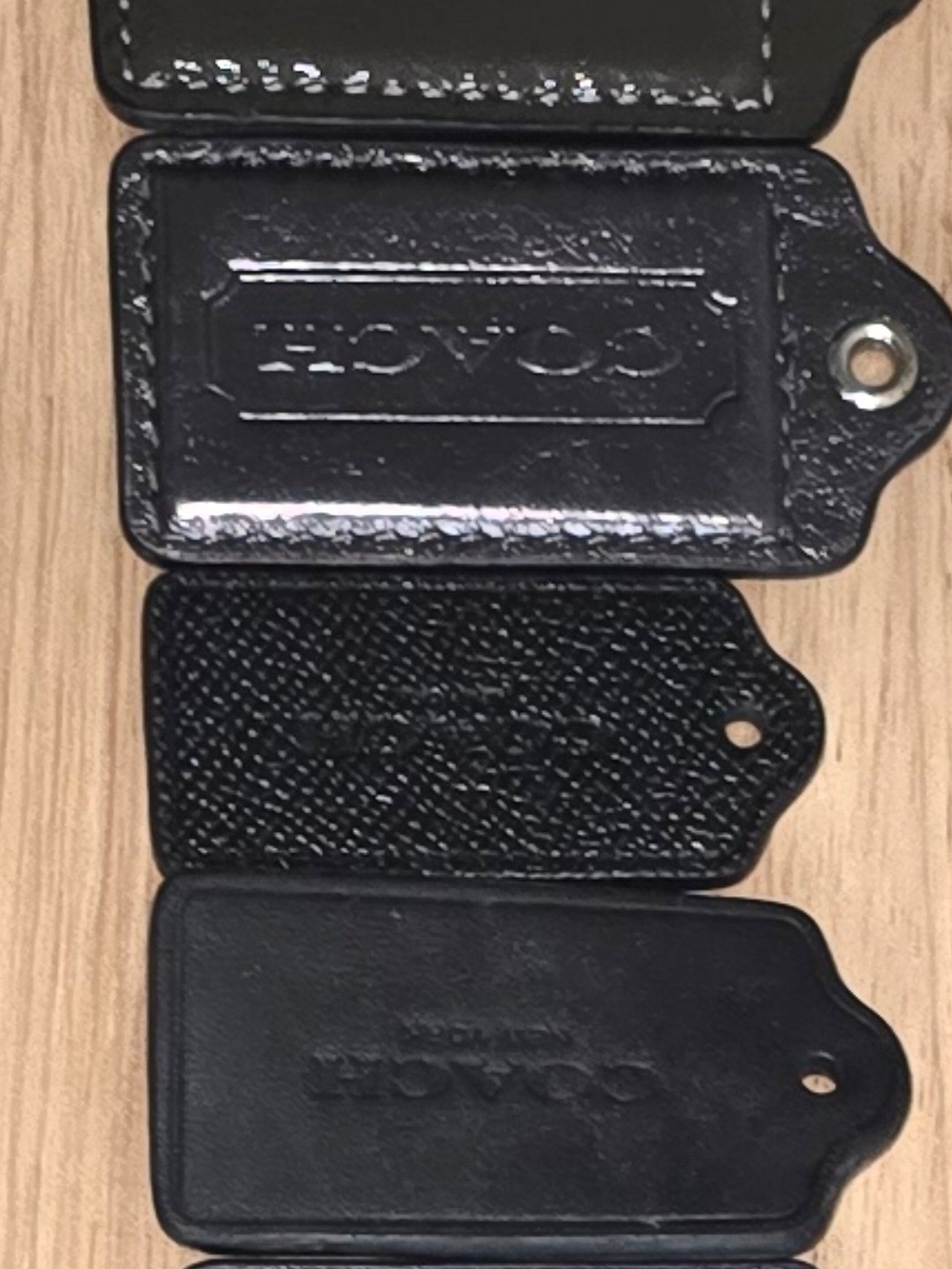 Coach Black Leather Bag Tag Lot (Set of 4)